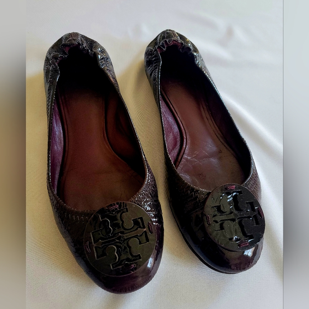 Tory Burch Plum Burgundy Patent Leather Ballet Flats size 9.5